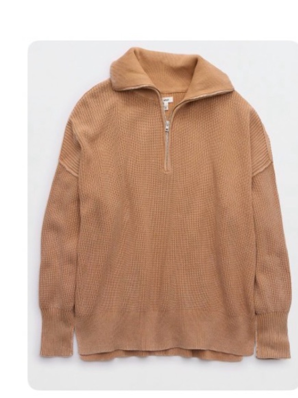 Women’s Half-Zip Knit Sweater in Camel